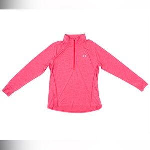 Under Armour Heat Gear Vibrant Peachy Heathered Orange Athletic 1/2 Zip Pullover